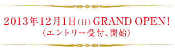 2013年12月1日(日)GRAND OPEN!(エントリー受付、開始)