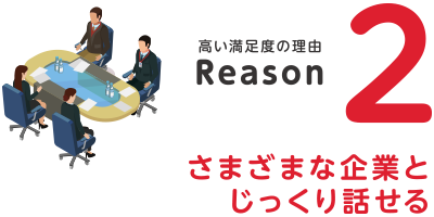 高い満足度の理由2『さまざまな企業とじっくり話せる』