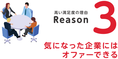 高い満足度の理由3『気になった企業にはオファーできる』